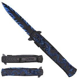8" Pocket Knife Green Dragon Handle 3 1/2" Blade Folding knife. W/black wood design on handle