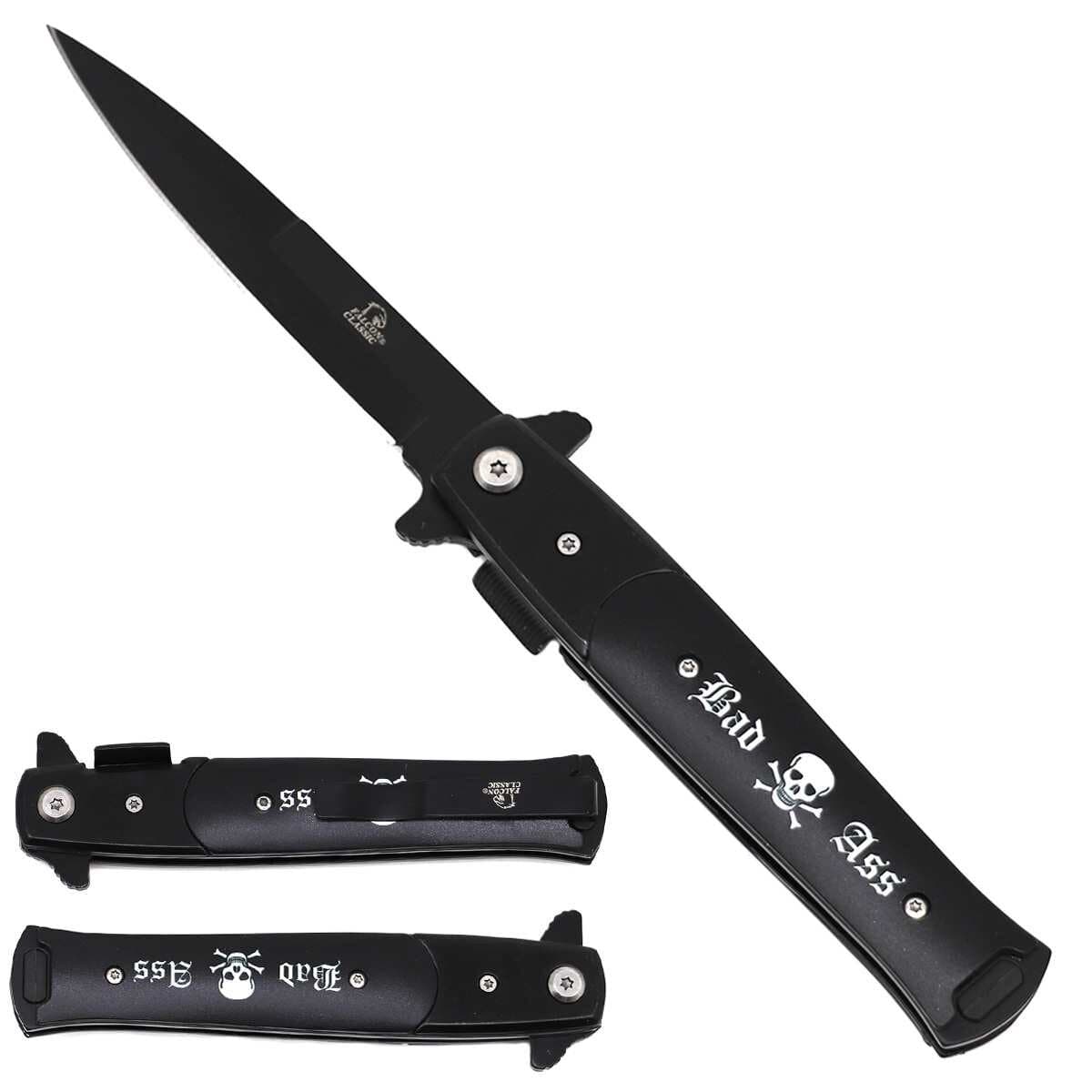 4.75" Stiletto Style Flip Open Folding Pocket Knife - Bad Ass