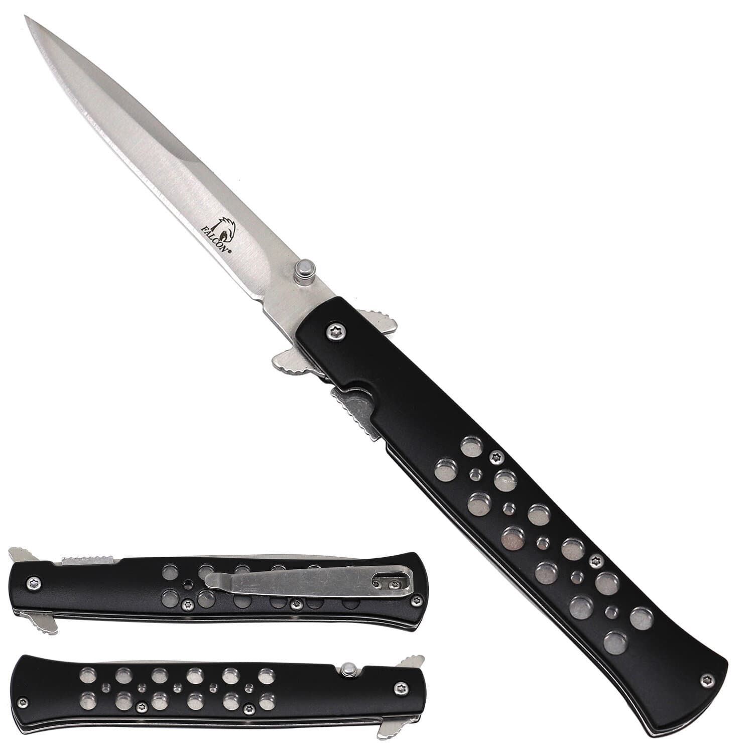 Falcon Black Stiletto Pocket Knife