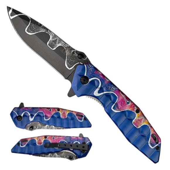 3" Black Blade Colorful Handle