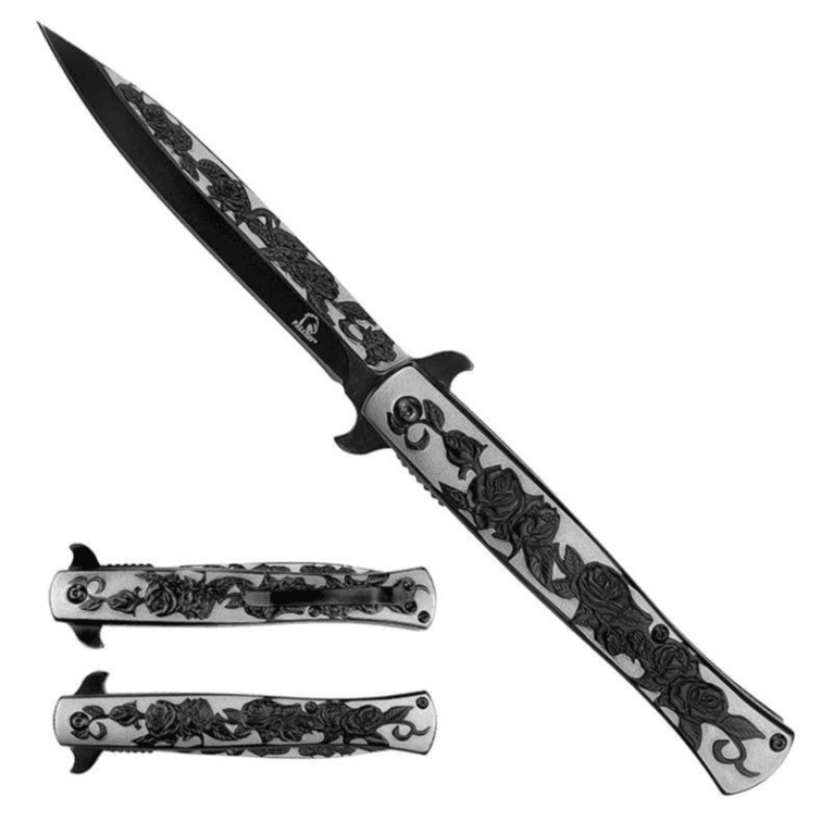 4" Black Rose Blade / Black Rose Handle / Folding Knife