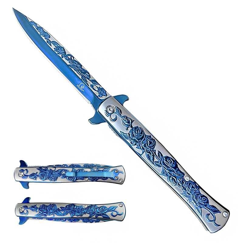 4" Blue Rose Blade / Blue Rose Handle Pocket Knife