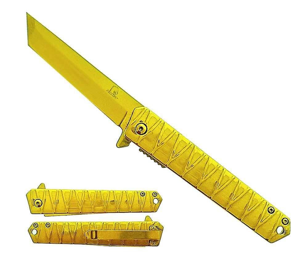 Falcon 7.75" Overall Pocket Knife 3.25" Blade Gold