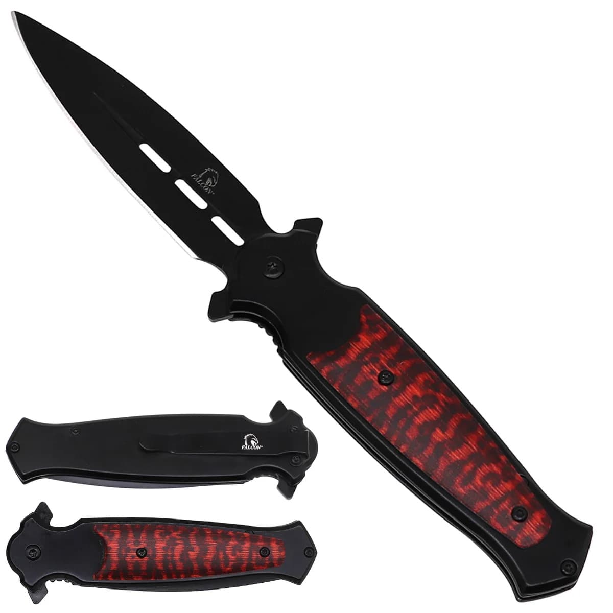 Falcon Knife, Snake-Wood Styling & Black Blade